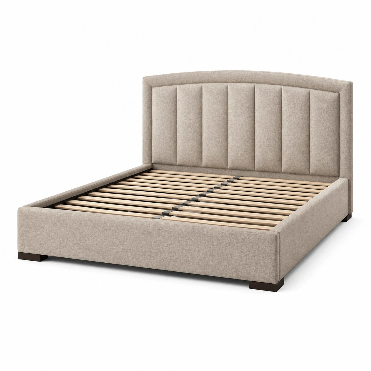 Modernes Polsterbett Beige, 215 × 170 × 120 cm, für Matratze 160 × 200 cm, mit Holzlattenrost