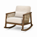 Schaukelstuhl aus Holz mit Polsterung und Seilgeflecht, Beige/Braun, 84 × 95 × 90 cm