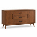 Sideboard 150 × 40 × 80 cm in Braun und Schwarz mit 3 Schubladen und 2 Türen