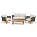 4-teiliges Gartenmöbel-Set mit Zweisitzer 142 x 76 x 78 cm, 2 Sesseln 73 x 76 x 78 cm und Tisch 100 x 55 x 40 cm, Beige/Braun/Anthrazit