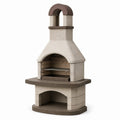 Beton-Gartengrill mit Kamin, Grillrost und Ablagefach, 110 × 65 × 210 cm, Beige/Braun
