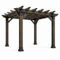 Freistehende Gartenpergola aus Holz mit offenem Rankdach, 610 × 365 × 245 cm, Dunkelbraun und Schwarz