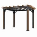Freistehende Metall-Pergola 300 × 300 × 270 cm, Schwarz und Braun, mit offenem Lamellendach